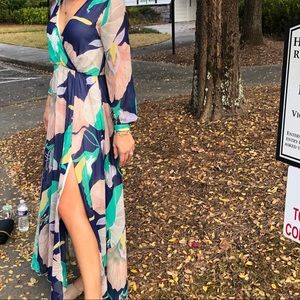 Long sleeve floral maxi dress